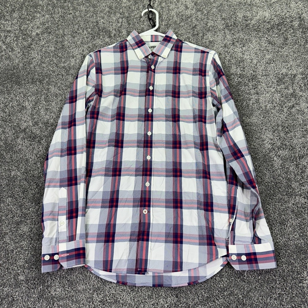 Express Shirt Mens XS Multicolor Plaid Long Sleeve Button Up Fitted Stretch
